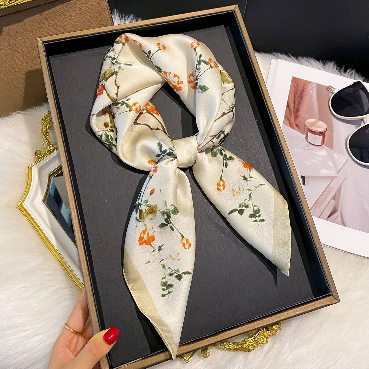 Paisley Print Silk Square Scarf for Women – 70x70cm