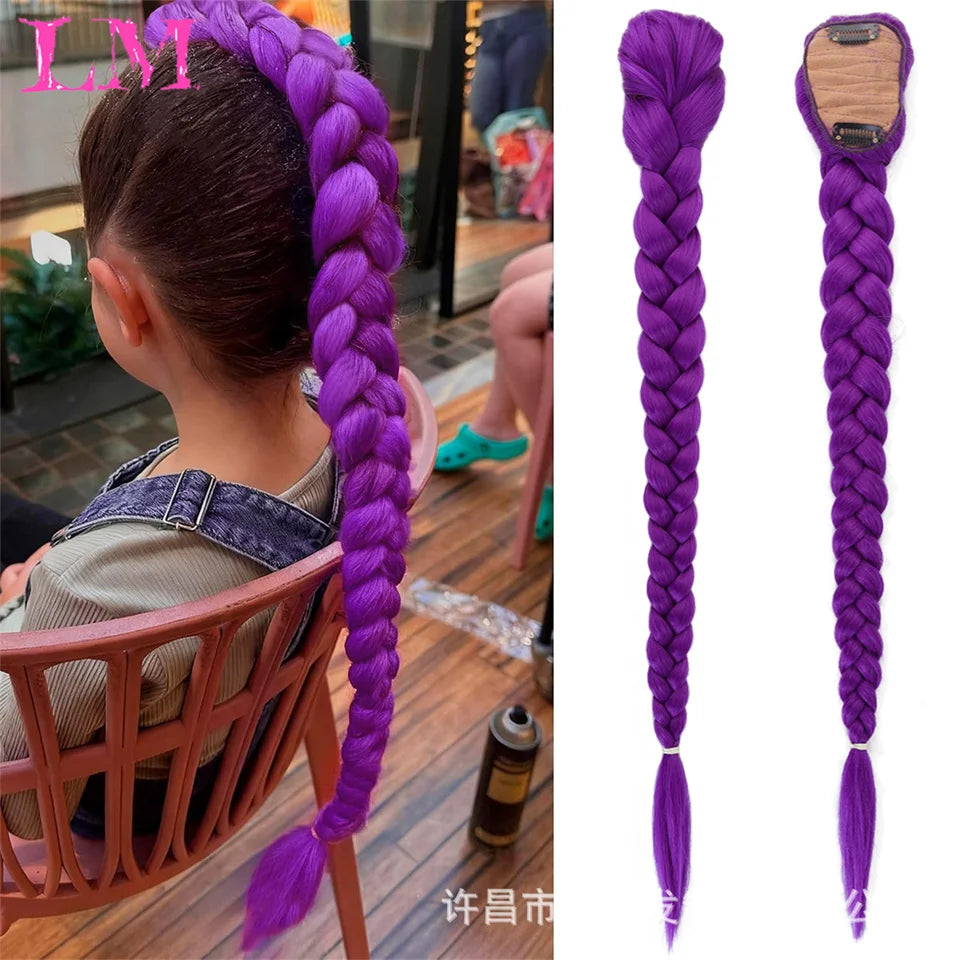 Jumbo Braid Ponytail Hair Extension 32 Inch – Synthetic Long Braiding Hair for Cosplay & Party