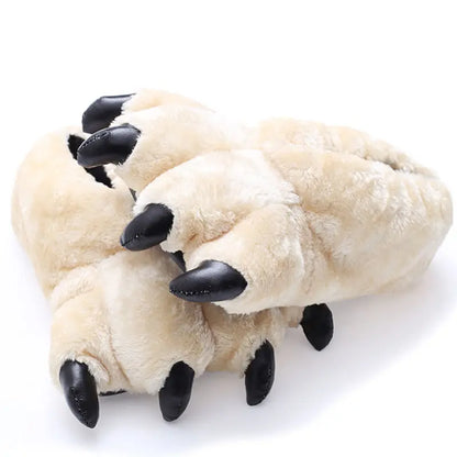 Animal Paw Slippers – Unisex Fluffy Bear Claw House Shoes