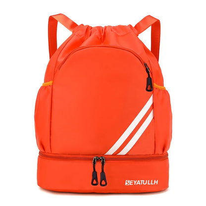 Sports Drawstring Backpack with Shoe Compartment – Waterproof Gym Bag