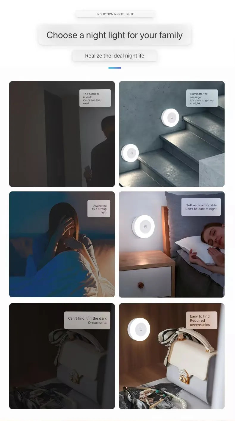 LED Touch Night Light USB Rechargeable – Magnetic Wall Light for Bedroom & Hallway