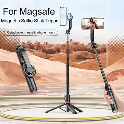 Magnetic Selfie Stick Tripod – MagSafe Compatible, Bluetooth Remote for iPhone