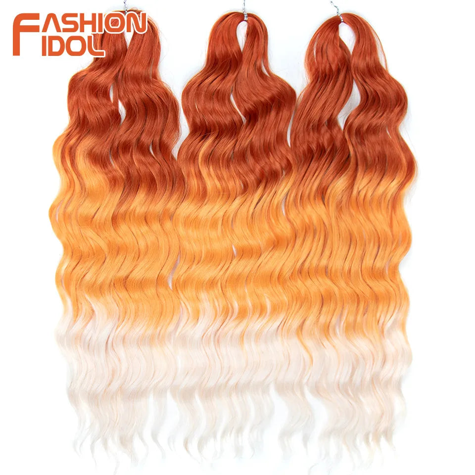 Deep Wave Braiding Hair Extensions 24 Inch – Synthetic Water Wave Crochet Hair