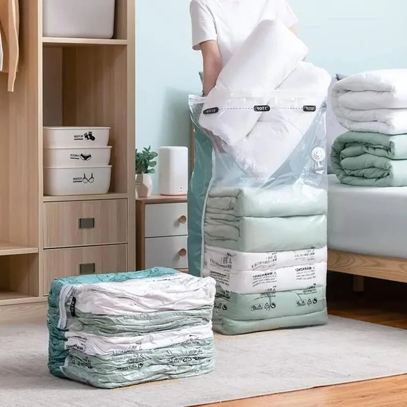 Vacuum Storage Bags No-Pump Space Saver for Bedding & Clothes