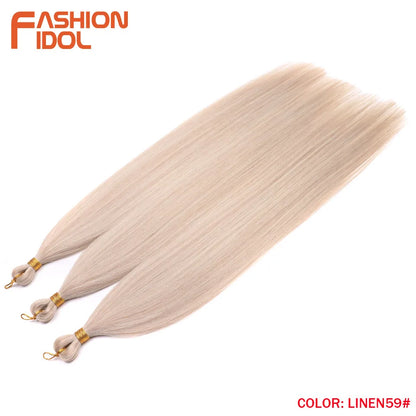Straight Ponytail Crochet Braiding Hair 28 Inch 3 Packs Synthetic