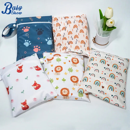 Waterproof Wet Dry Diaper Bag 20x25cm PUL Zipper Pouch
