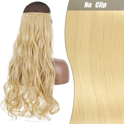 No-Clip Halo Hair Extensions – Long Wavy Synthetic Hairpiece