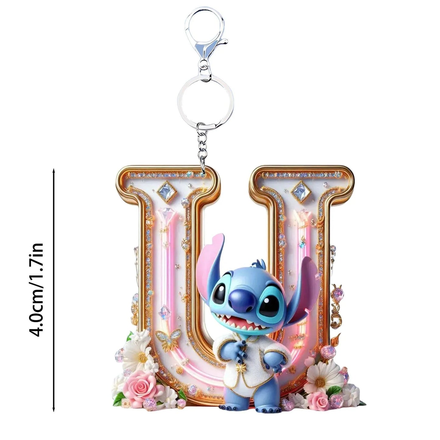 Stitch Letter Keychain – Acrylic Initial Pendant A–Z