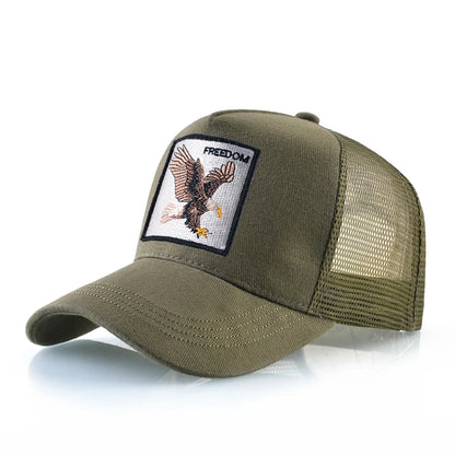 Unisex Embroidered Animal Patch Trucker Snapback Cap