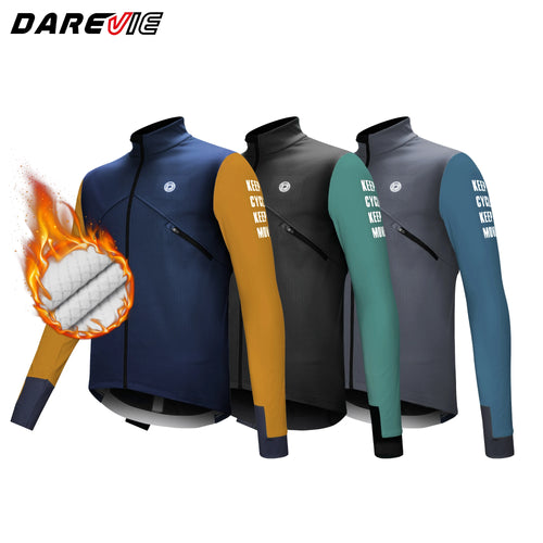 Darevie Men's Cycling Jacket – Windproof Fleece Long Sleeve