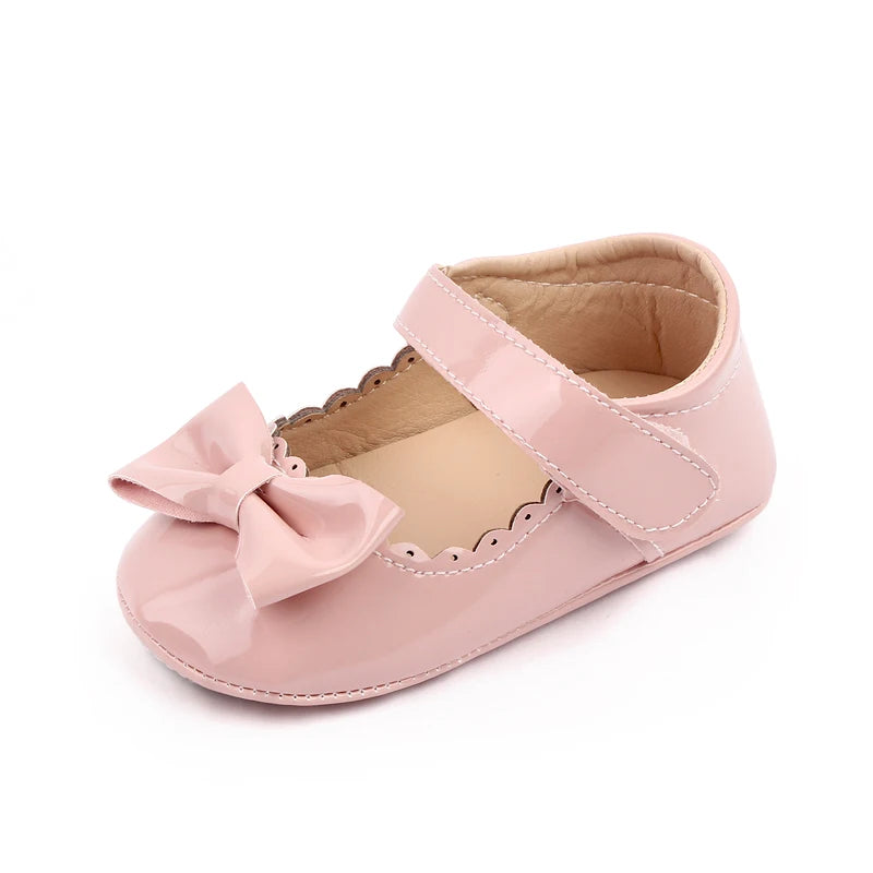 Baby Girl Mary Jane Shoes – Soft Sole Bowknot PU Leather Flats