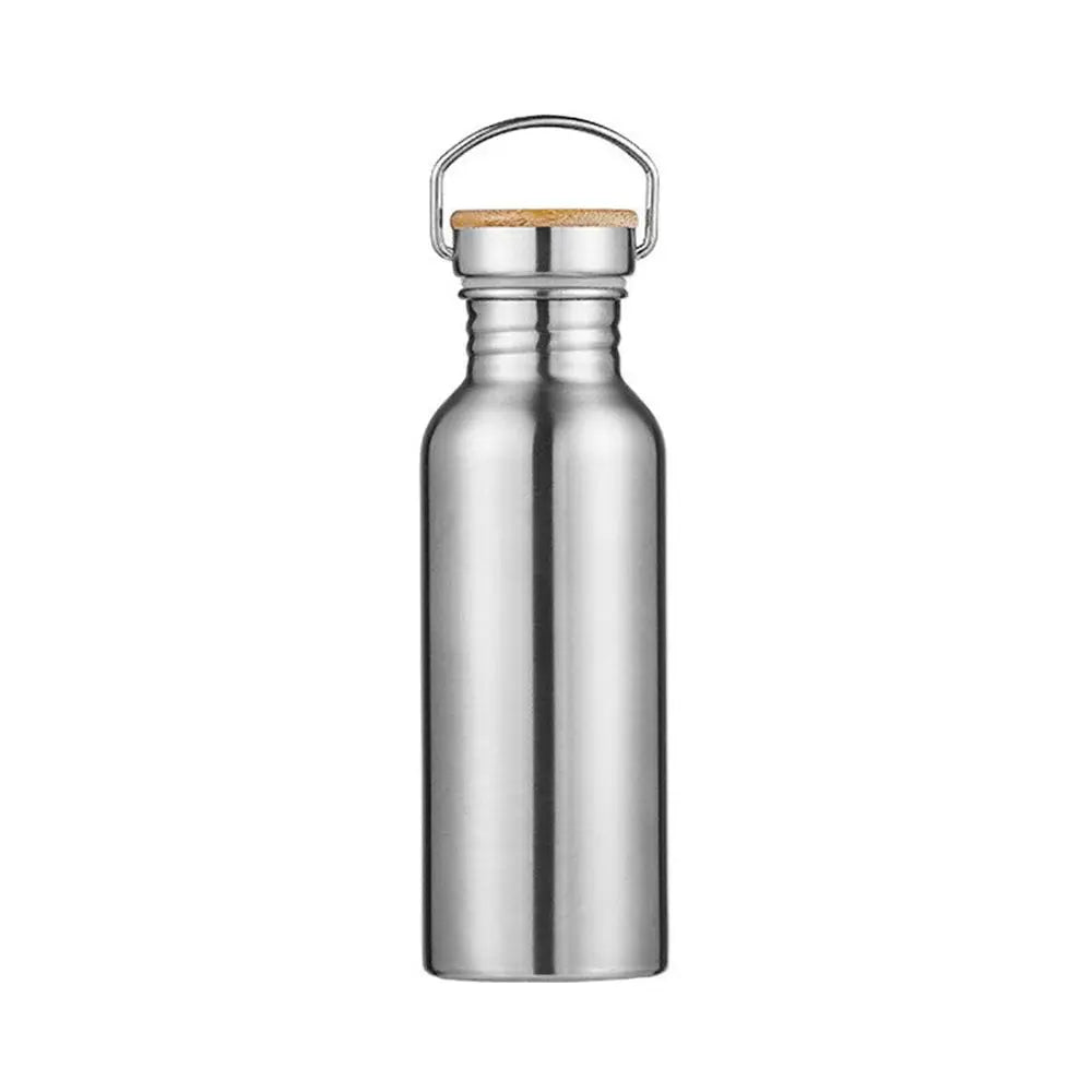 Stainless Steel Sports Water Bottle – Bamboo or Steel Lid