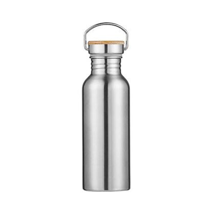 Stainless Steel Sports Water Bottle – Bamboo or Steel Lid