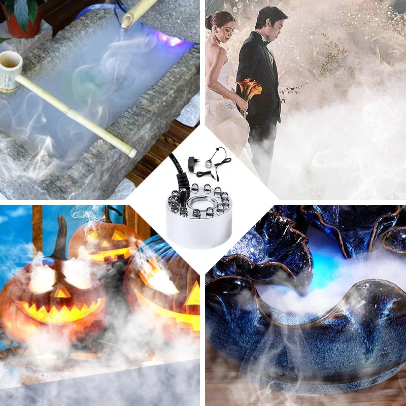 Mini LED Fog Machine Mist Maker with Pond Fogger & AC Adapter