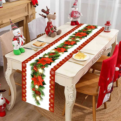 Christmas Table Runner – Festive Gnome & Santa Holiday Tablecloth