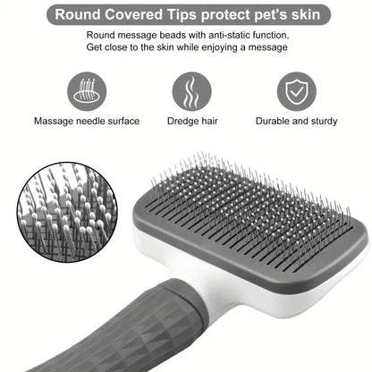 Self-Cleaning Pet Slicker Brush for Dogs & Cats – Detangling & Massage