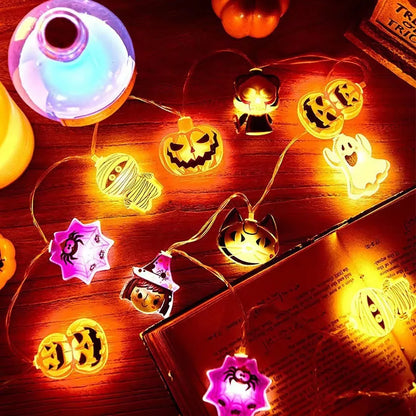 Halloween LED String Lights – Pumpkin, Ghost & Spider Web Lanterns