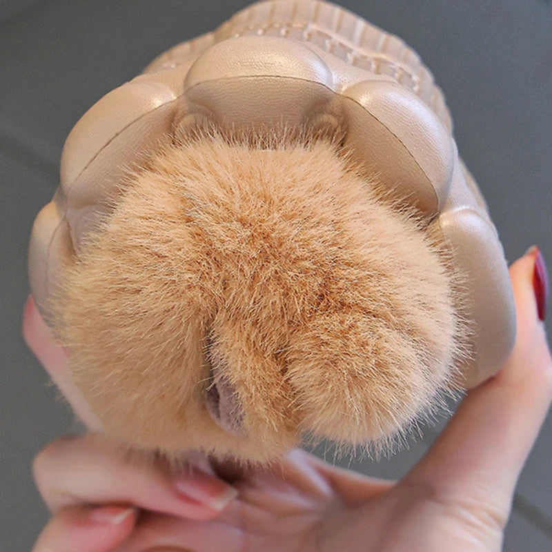 Kids Capybara Plush Slippers – Warm Non-Slip Winter House Shoes