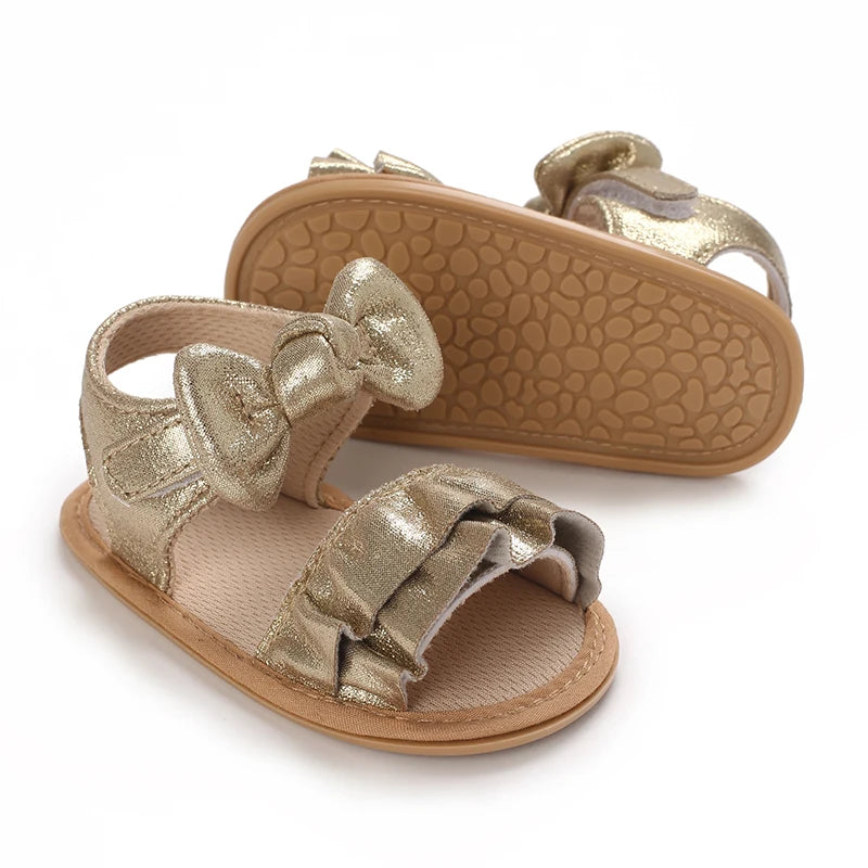 Baby Girl Sandals – Princess Ruffle Flat Shoes with Anti-Slip Rubber Sole