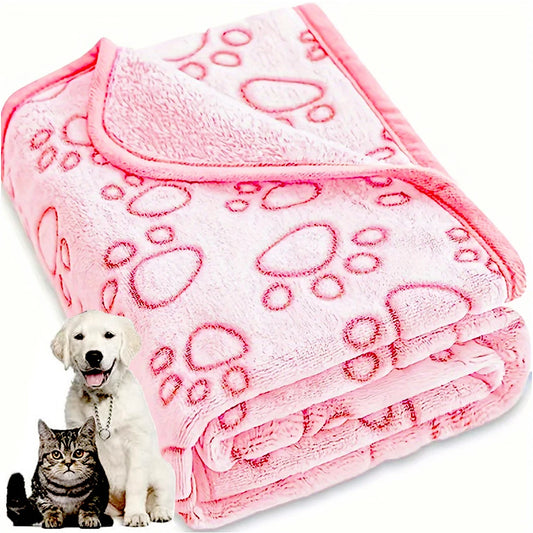 Soft Fluffy Paw Print Pet Blanket for Dogs and Cats