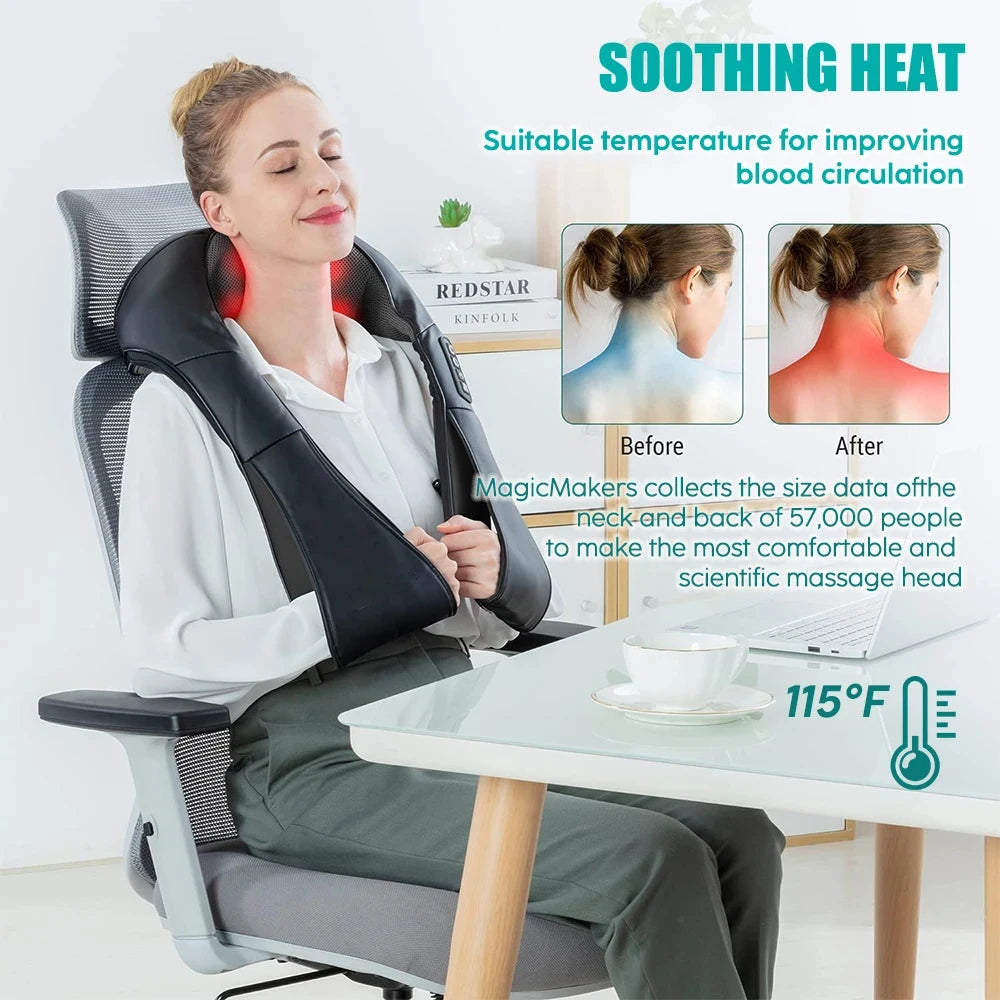 Shiatsu Neck & Shoulder Massager with Heat – U-Shape Deep Kneading