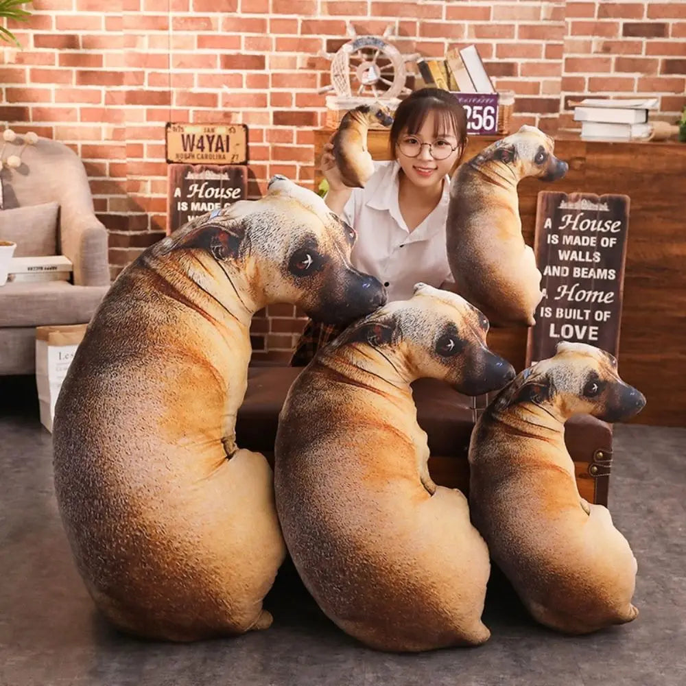 3D Dog Plush Throw Pillow – Lifelike Animal Cushion