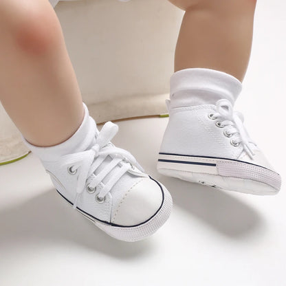 Baby Canvas High-Top Sneakers – Anti-Slip Infant First Walker Shoes