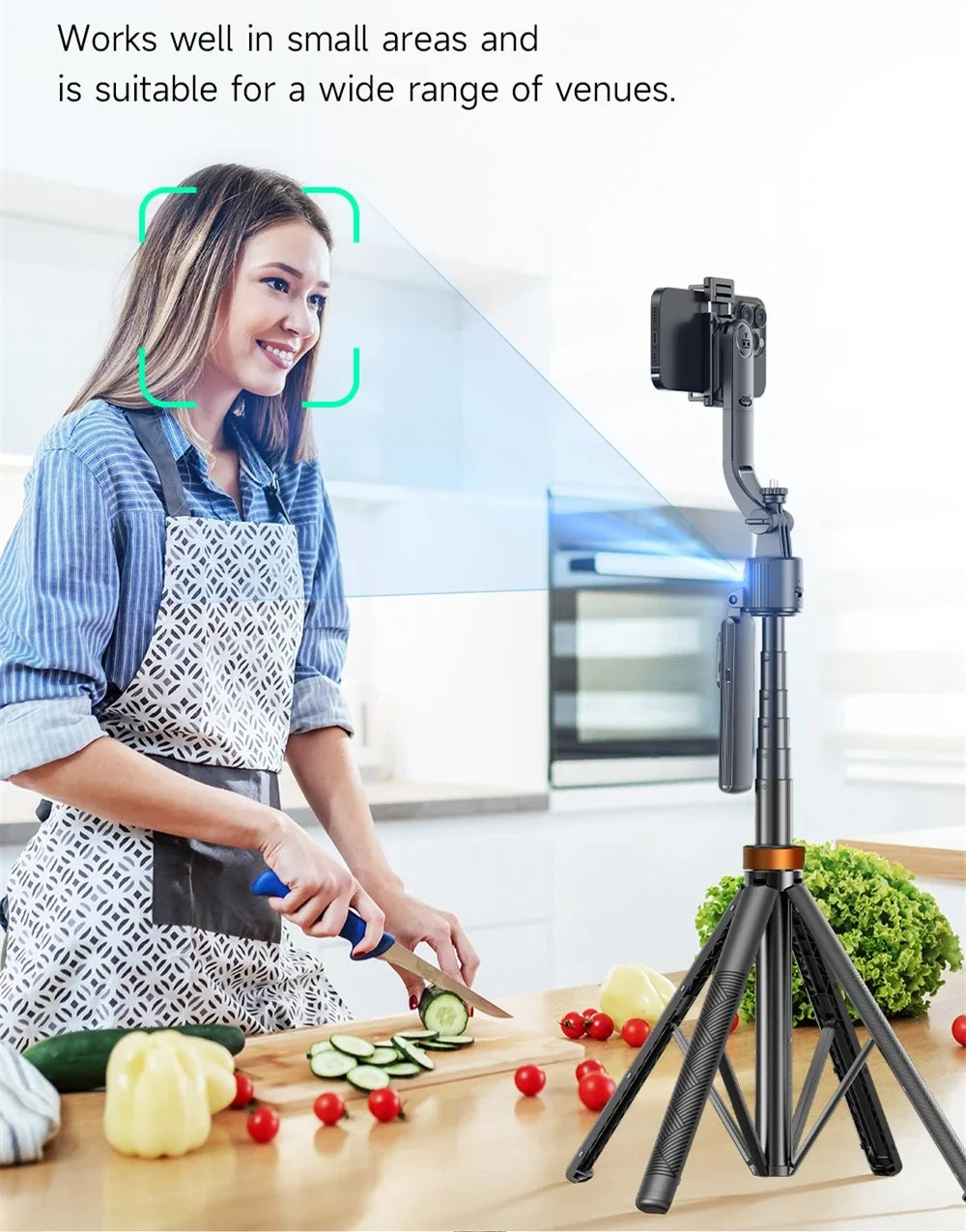Selfie Stick Tripod 180cm with Face Tracking & 360° Gimbal Stabilizer