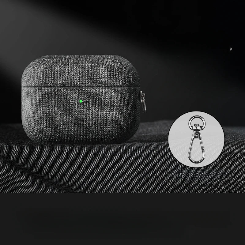 Fabric Texture AirPods Case with Carabiner Clip