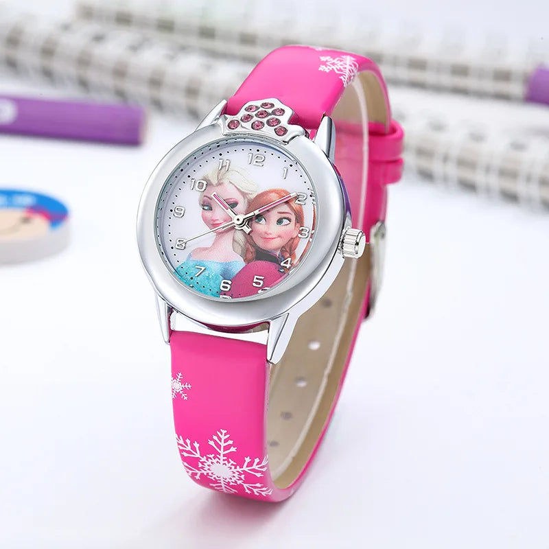 Frozen Elsa Kids Watch – Girls Cartoon Leather Strap Wristwatch