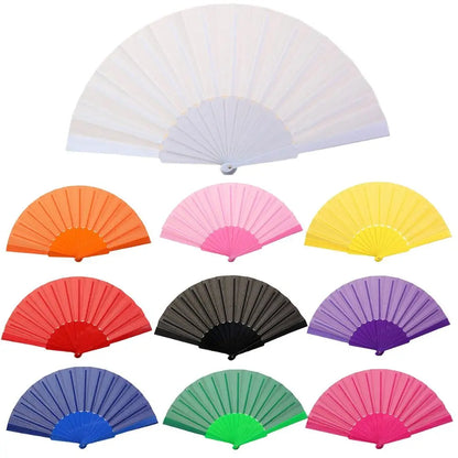 Folding Hand Fan Chinese Silk Fabric Fan for Weddings & Dance