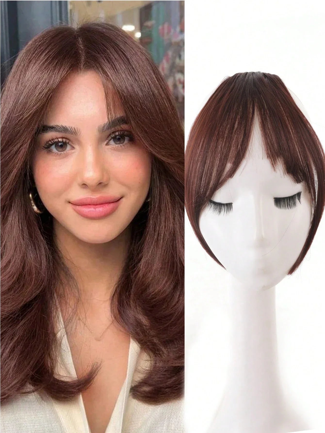 Clip-In Bangs Hair Extension Middle Part Natural Seamless Synthetic