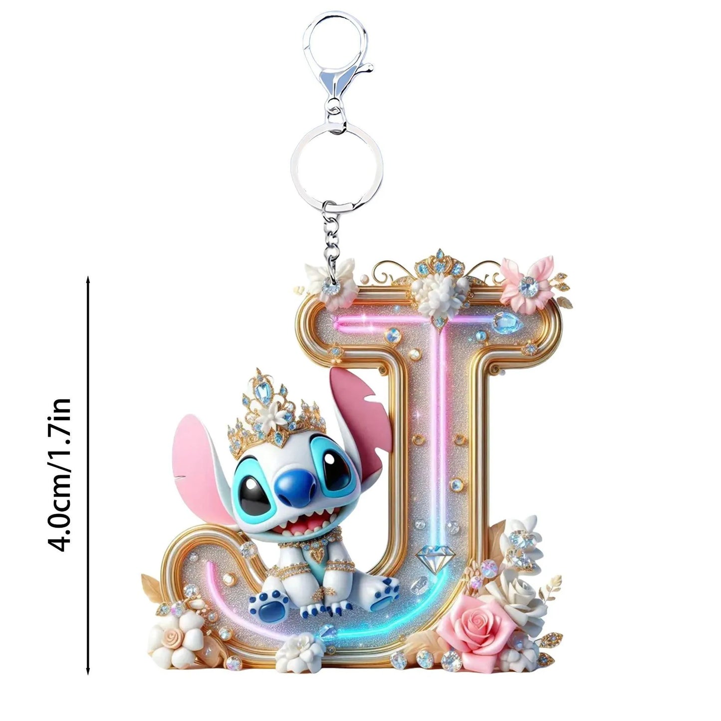 Stitch Letter Keychain – Acrylic Initial Pendant A–Z