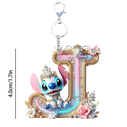 Stitch Letter Keychain – Acrylic Initial Pendant A–Z