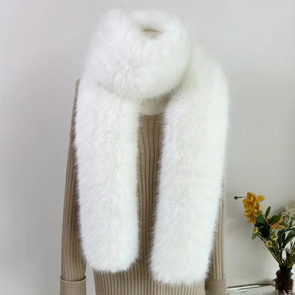 Faux Fur Long Scarf – Soft Plush Wrap Shawl for Women