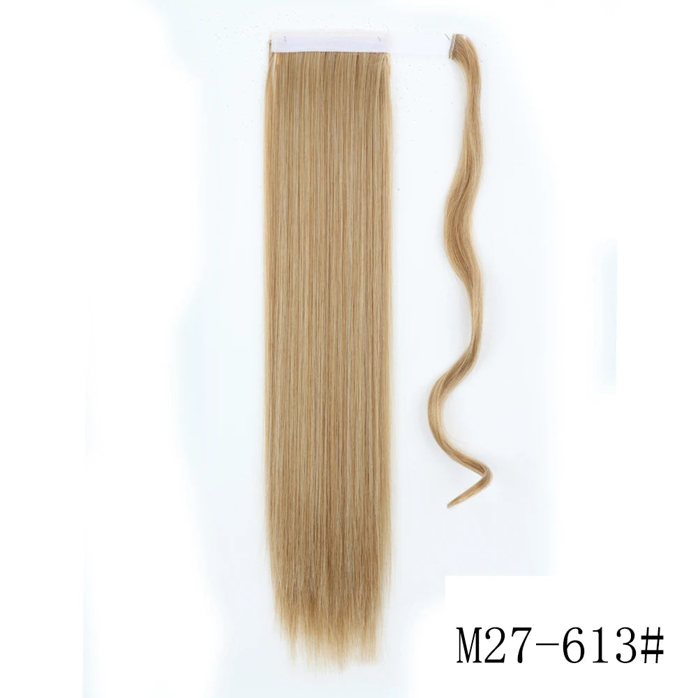 Wrap Around Ponytail Extension Synthetic Straight Hair 22-34 Inch