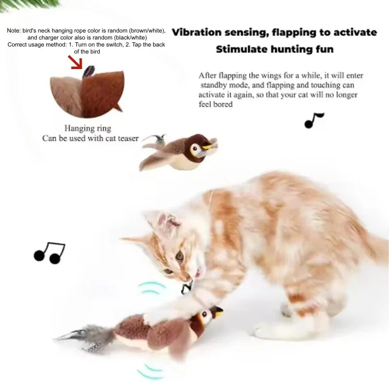 Interactive Bird Cat Toy – Chirping, Flapping & USB Rechargeable