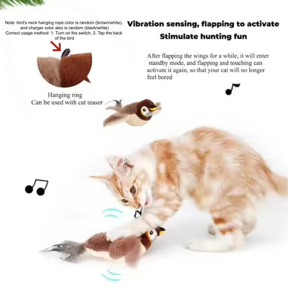 Interactive Bird Cat Toy – Chirping, Flapping & USB Rechargeable