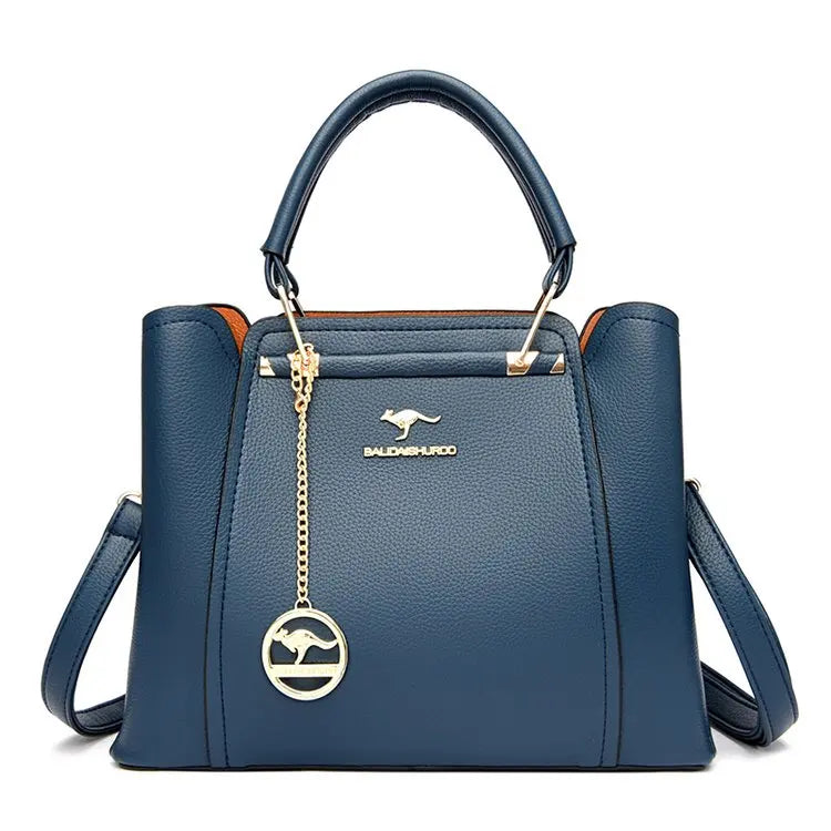 Luxury Leather Handbag – 3-Layer Large Capacity Shoulder & Crossbody Bag