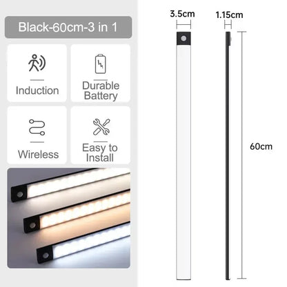 Motion Sensor LED Under Cabinet Light – USB Rechargeable, 3 Color Modes
