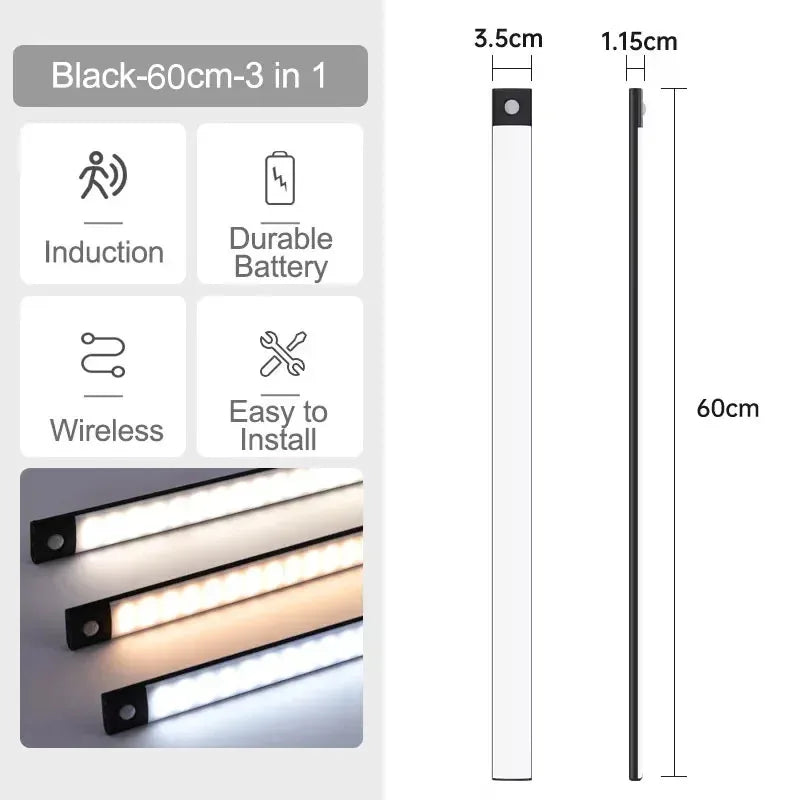 Motion Sensor LED Under Cabinet Light – USB Rechargeable Bar