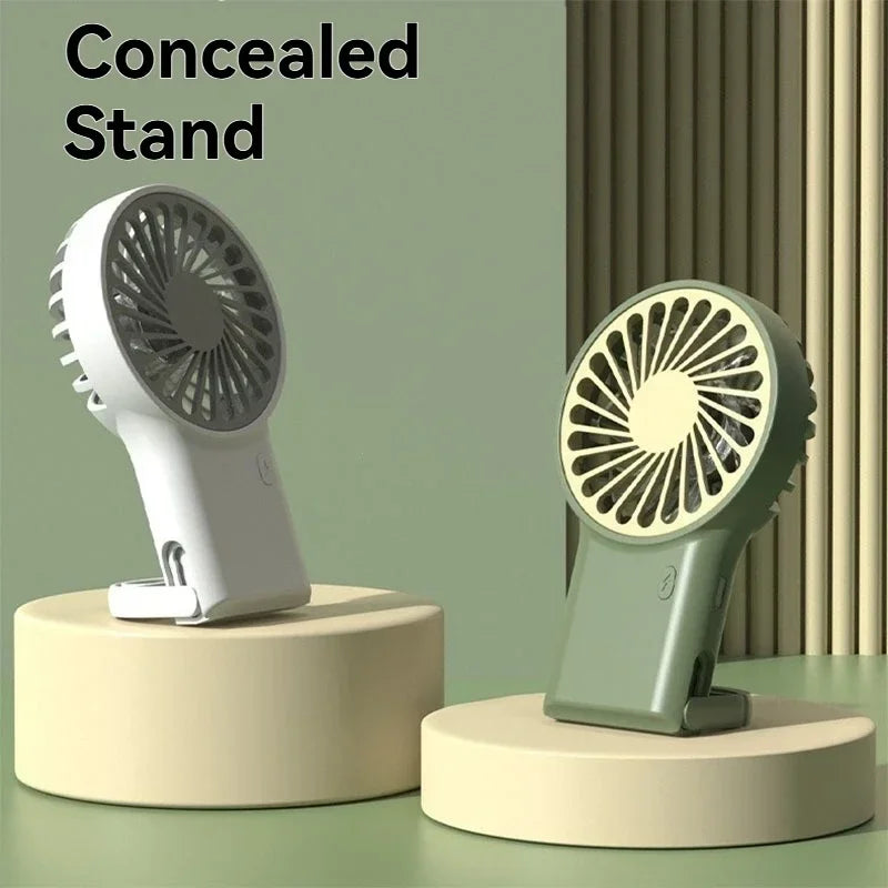 Foldable Handheld Mini Fan – USB Rechargeable with Carabiner Hook