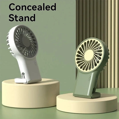 Foldable Handheld Mini Fan – USB Rechargeable with Carabiner Hook