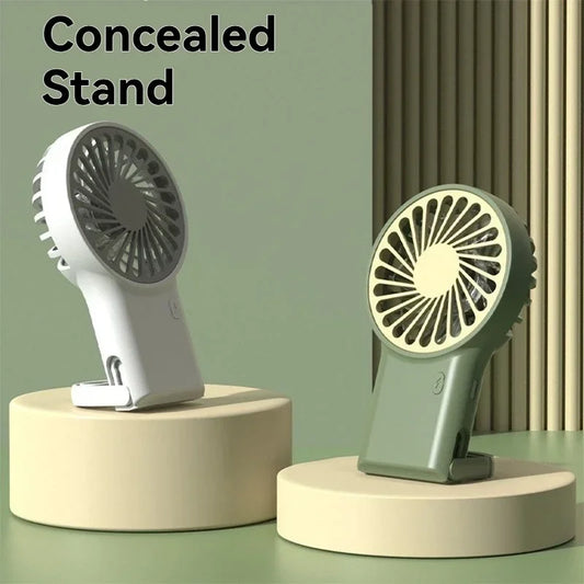 Foldable Handheld Mini Fan – USB Rechargeable with Carabiner Hook