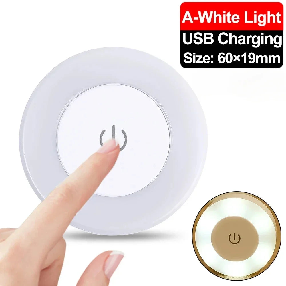 Portable USB Rechargeable LED Puck Light – Touch On/Off