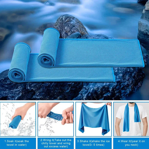 Microfiber Cooling Towel with Carabiner Case – Quick Dry Ice Towel for Sports & Outdoor