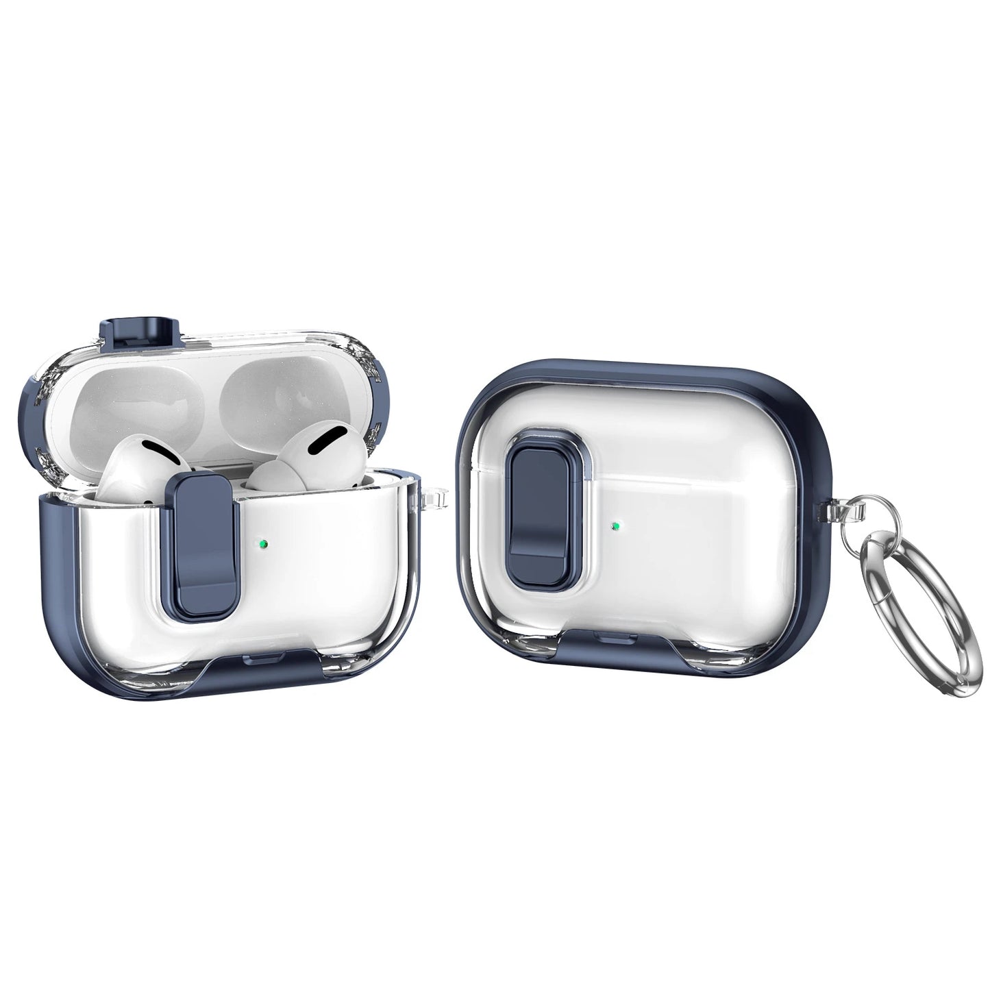 Clear AirPods Pro 3 Case Shockproof TPU Cover with Lock & Carabiner Ring