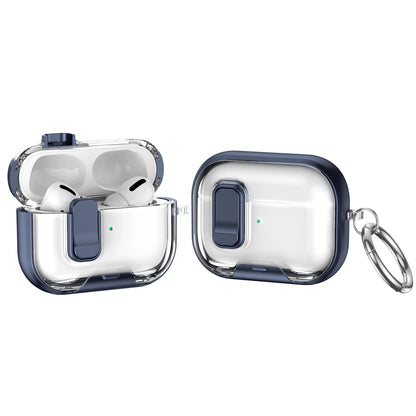 Clear AirPods Pro 3 Case Shockproof TPU Cover with Lock & Carabiner Ring