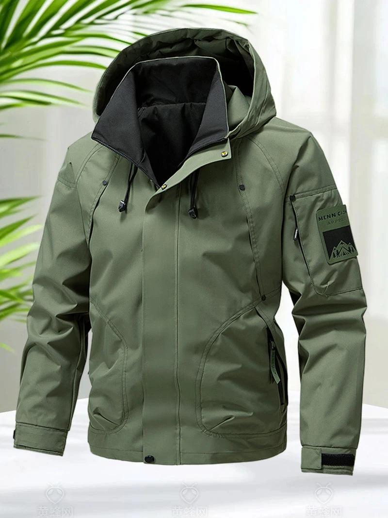 Men's Waterproof Hooded Windbreaker Jacket Hiking Outdoor