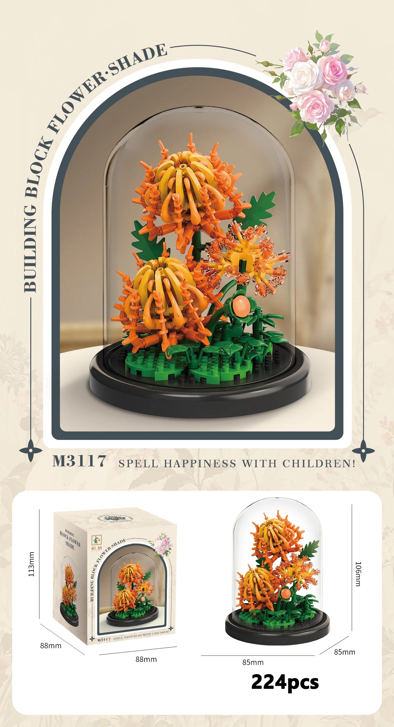 Flower Bouquet Micro Building Blocks – Bonsai Home Decor Puzzle